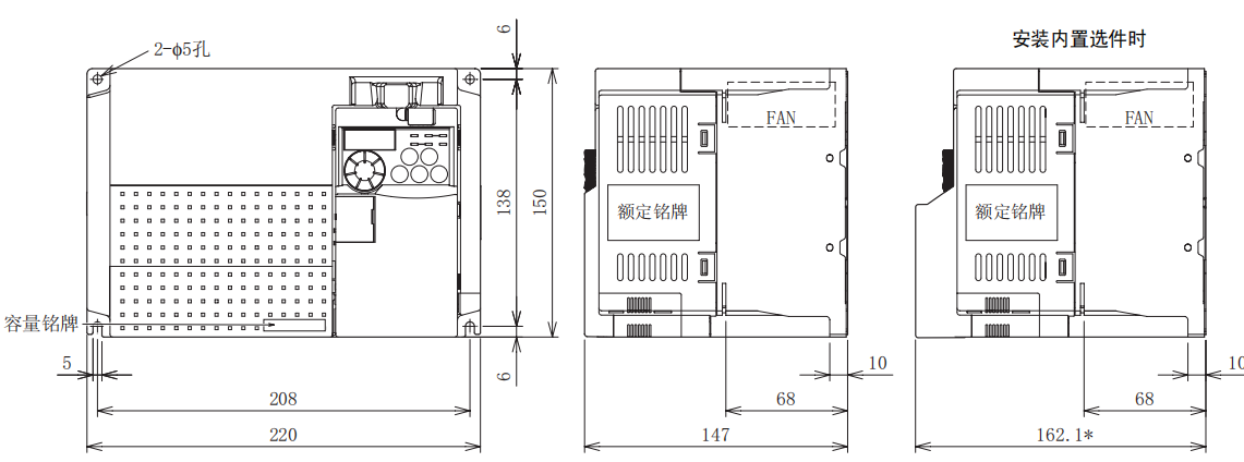 FR-E740-5.5K、7.5K-CHT尺寸圖